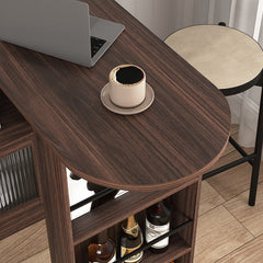 Bellemave® Modern Bar Cabinet with Rotating Top, 6 Storage space and 2 Ribbed Glass Door - Bellemave