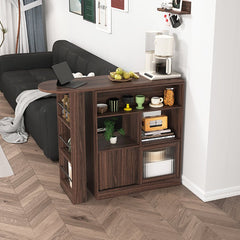 Bellemave® Modern Bar Cabinet with Rotating Top, 6 Storage space and 2 Ribbed Glass Door - Bellemave
