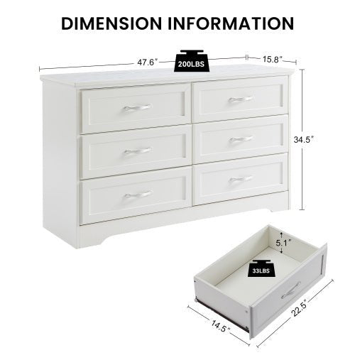 Bellemave® Modern Bedroom Clothes Organizer with 6 Drawers and Metal Pulls - Bellemave