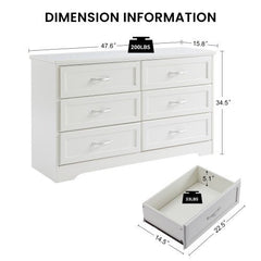 Bellemave® Modern Bedroom Clothes Organizer with 6 Drawers and Metal Pulls - Bellemave