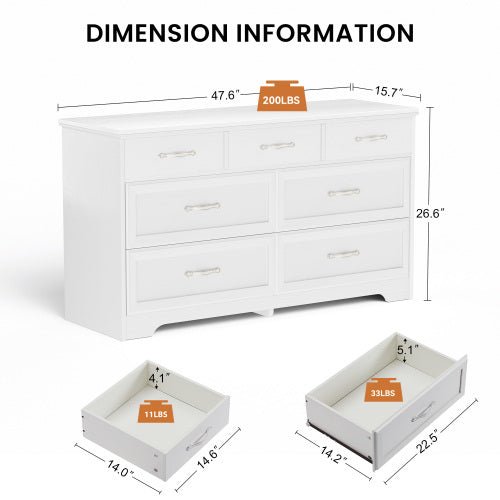 Bellemave® Modern Bedroom Dresser of Drawers with 7 Drawers, Clothes Organizer and Metal Pulls - Bellemave