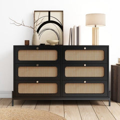 Bellemave® Modern Cannage Rattan 6 - Drawer Storage Cabinet - Bellemave