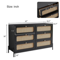 Bellemave® Modern Cannage Rattan 6 - Drawer Storage Cabinet - Bellemave