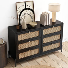 Bellemave® Modern Cannage Rattan 6 - Drawer Storage Cabinet - Bellemave