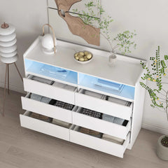 Bellemave® Modern Dressers & Chests of Drawers with Sturdy Frame,6 Drawer Dresser and LED Lights - Bellemave