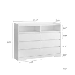 Bellemave® Modern Dressers & Chests of Drawers with Sturdy Frame,6 Drawer Dresser and LED Lights - Bellemave