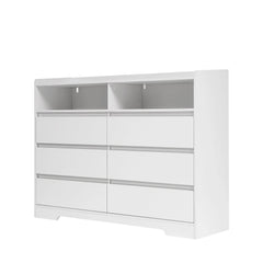 Bellemave® Modern Dressers & Chests of Drawers with Sturdy Frame,6 Drawer Dresser and LED Lights - Bellemave