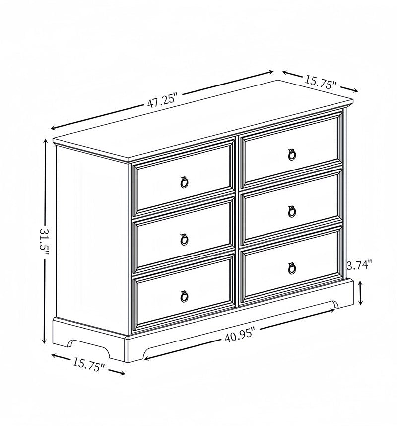 Bellemave® Modern Farmhouse 6 Drawers Chest - Bellemave