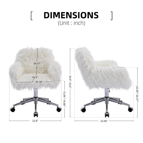 Bellemave® Modern Faux Fur Home Office Chair, Swivel, Height Adjustable - Bellemave