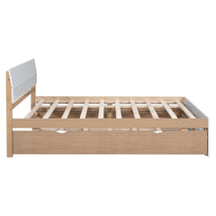 Bellemave® Modern Full Bed Frame with Twin Trundle & 2 Storage Drawers, Platform Bed with High Gloss Headboard & Footboard, No Box Spring Needed - Bellemave