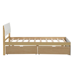 Bellemave® Modern Full Bed Frame with Twin Trundle & 2 Storage Drawers, Platform Bed with High Gloss Headboard & Footboard, No Box Spring Needed - Bellemave