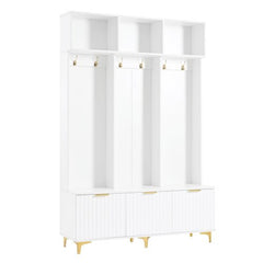 Bellemave® Modern Large Storage Hall Tree with Bench, 6 Gold Hooks and Legs - Bellemave