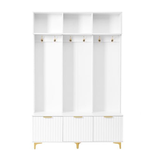 Bellemave® Modern Large Storage Hall Tree with Bench, 6 Gold Hooks and Legs - Bellemave