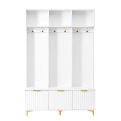 Bellemave® Modern Large Storage Hall Tree with Bench, 6 Gold Hooks and Legs - Bellemave