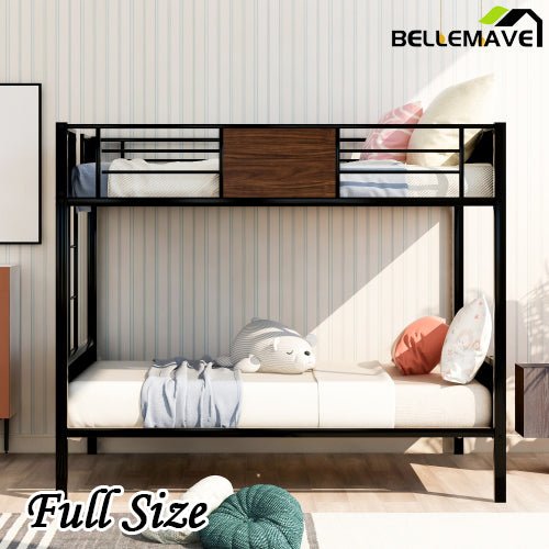 Bellemave® Modern Metal Bunk Bed with Safety Rail and Built - In Ladder - Bellemave