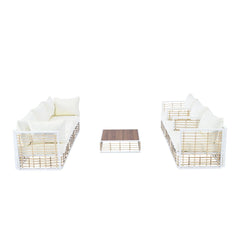 Bellemave® Modern Minimalist 7 - Piece Metal Patio Sectional Sofa Set with Thick Cushions and Coffee Table - Bellemave