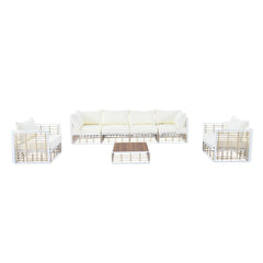 Bellemave® Modern Minimalist 7 - Piece Metal Patio Sectional Sofa Set with Thick Cushions and Coffee Table - Bellemave
