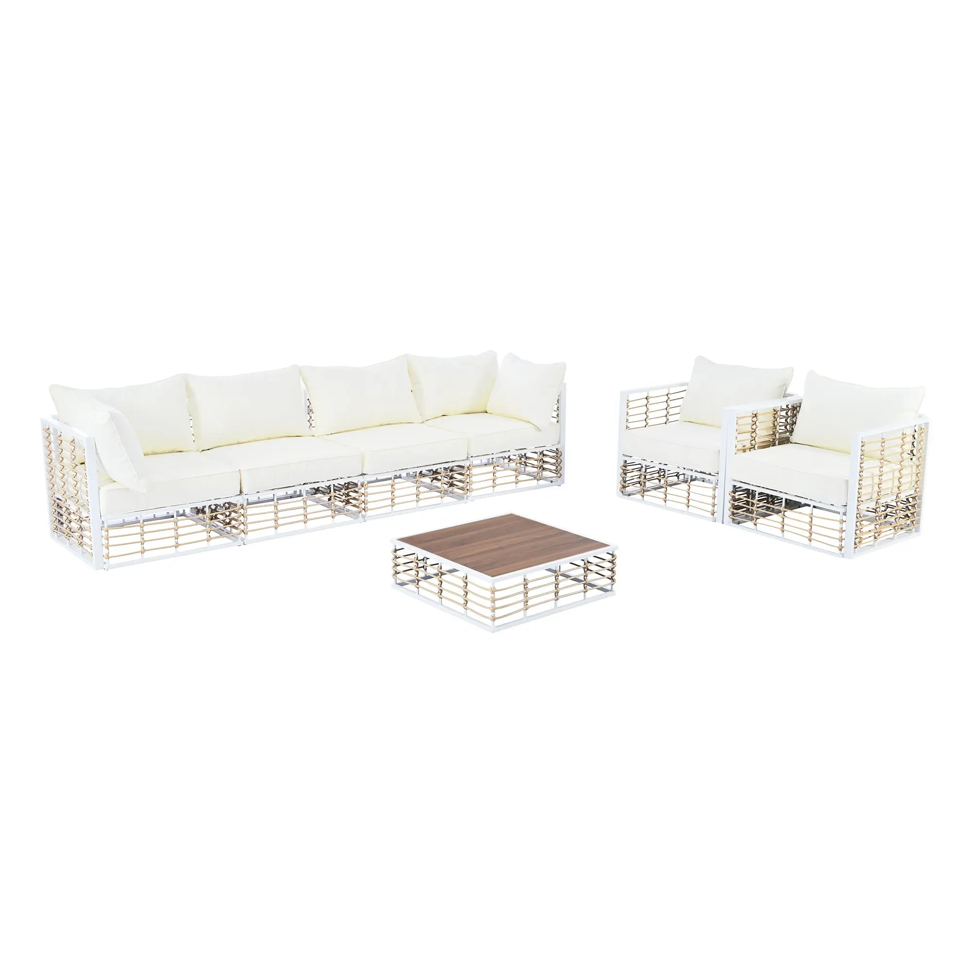 Bellemave® Modern Minimalist 7 - Piece Metal Patio Sectional Sofa Set with Thick Cushions and Coffee Table - Bellemave