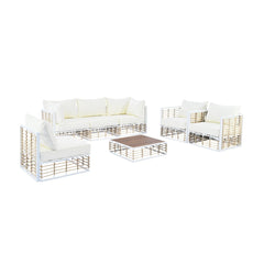 Bellemave® Modern Minimalist 7 - Piece Metal Patio Sectional Sofa Set with Thick Cushions and Coffee Table - Bellemave