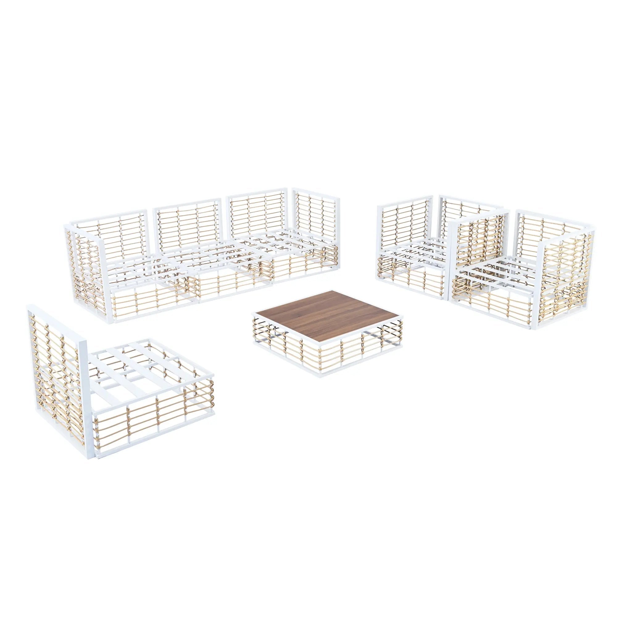 Bellemave® Modern Minimalist 7 - Piece Metal Patio Sectional Sofa Set with Thick Cushions and Coffee Table - Bellemave