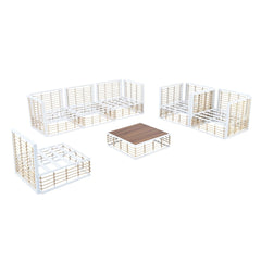 Bellemave® Modern Minimalist 7 - Piece Metal Patio Sectional Sofa Set with Thick Cushions and Coffee Table - Bellemave