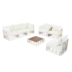 Bellemave® Modern Minimalist 7 - Piece Metal Patio Sectional Sofa Set with Thick Cushions and Coffee Table - Bellemave