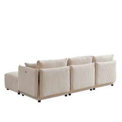 Bellemave® Modern Minimalist Corduroy Combination Sofa with 2 Comfort Cushions with USB & C Charging Ports - Bellemave