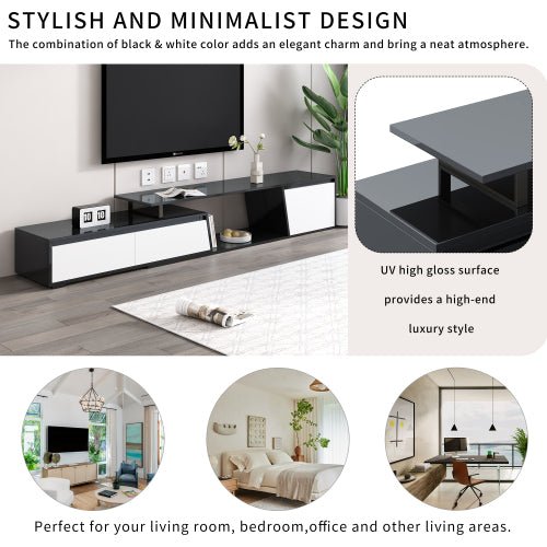 Bellemave® Modern Minimalist Rectangle Extendable TV Stand with 2 Drawers and 1 Cabinet - Bellemave