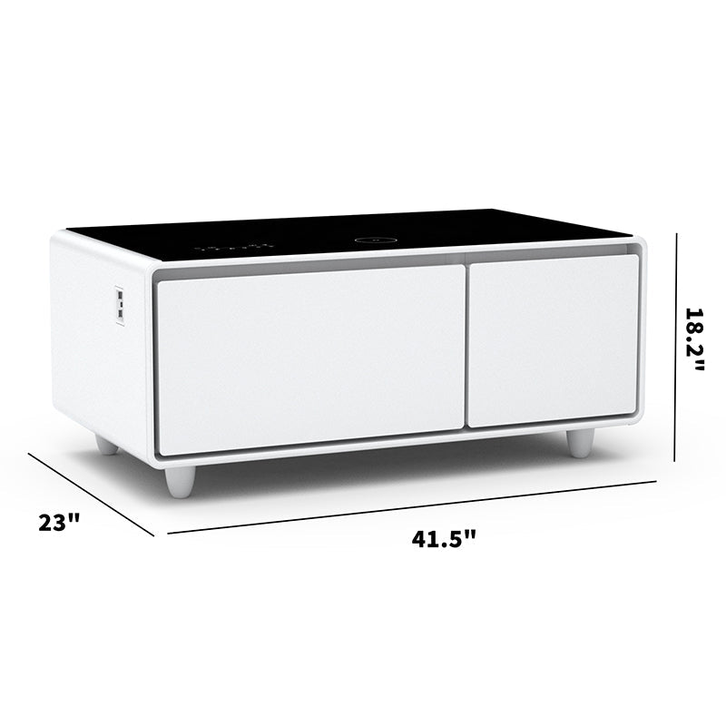 Bellemave® Modern Smart Coffee Table with Built - in Fridge, Bluetooth Speaker, Wireless Charging, Touch Control Panel, USB Ports, Outlet Protection, Atmosphere Light - Bellemave