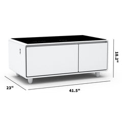 Bellemave® Modern Smart Coffee Table with Built - in Fridge, Bluetooth Speaker, Wireless Charging, Touch Control Panel, USB Ports, Outlet Protection, Atmosphere Light - Bellemave