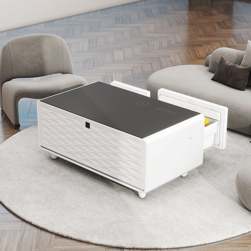 Bellemave® Modern Smart Coffee Table with Built - in Fridge, Bluetooth Speaker, Wireless Charging, Touch Control Panel, USB Ports, Outlet Protection, Atmosphere Light - Bellemave