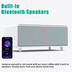 Bellemave® Modern Smart Coffee Table with Built - in Fridge, Bluetooth Speaker, Wireless Charging, Touch Control Panel, USB Ports, Outlet Protection, Atmosphere Light - Bellemave