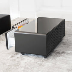 Bellemave® Modern Smart Coffee Table with Built - in Fridge, Bluetooth Speaker, Wireless Charging, Touch Control Panel, USB Ports, Outlet Protection, Atmosphere Light - Bellemave