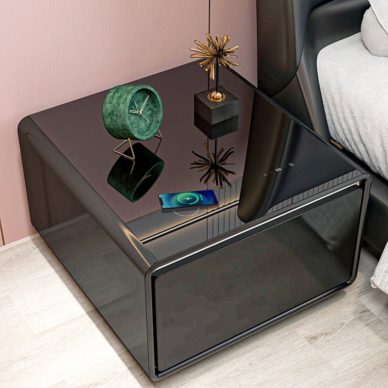Bellemave® Modern Smart Side Table with Built - in Fridge, Wireless Charging, Temperature Control, Power Socket, USB Ports, Outlet Protection, Induction Light - Bellemave