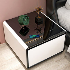 Bellemave® Modern Smart Side Table with Built - in Fridge, Wireless Charging, Temperature Control, Power Socket, USB Ports, Outlet Protection, Induction Light - Bellemave