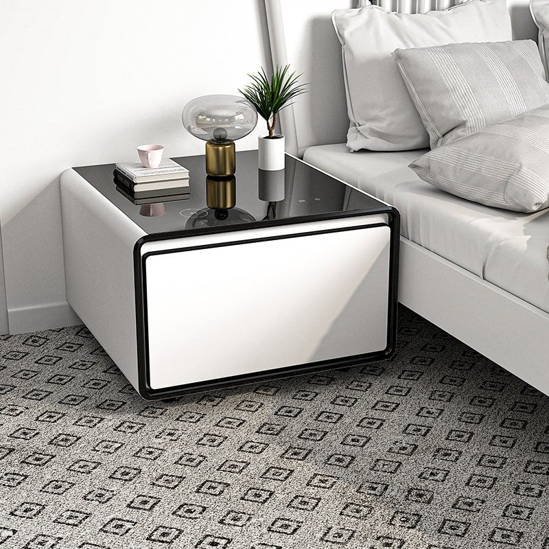Bellemave® Modern Smart Side Table with Built - in Fridge, Wireless Charging, Temperature Control, Power Socket, USB Ports, Outlet Protection, Induction Light - Bellemave