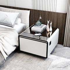 Bellemave® Modern Smart Side Table with Built - in Fridge, Wireless Charging, Temperature Control, Power Socket, USB Ports, Outlet Protection, Induction Light - Bellemave