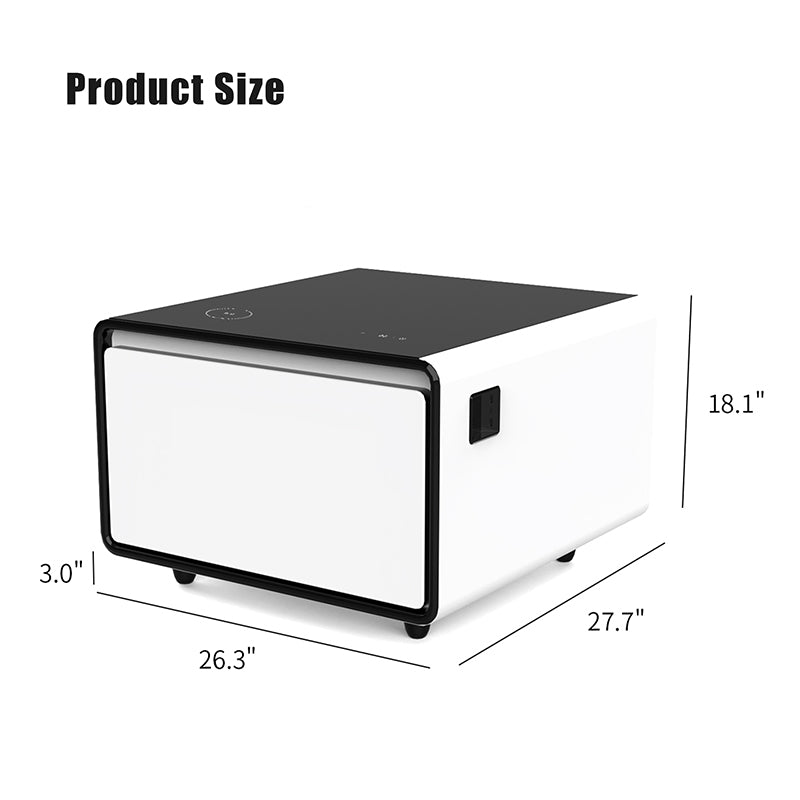 Bellemave® Modern Smart Side Table with Built - in Fridge, Wireless Charging, Temperature Control, Power Socket, USB Ports, Outlet Protection, Induction Light - Bellemave