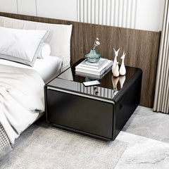 Bellemave® Modern Smart Side Table with Built - in Fridge, Wireless Charging, Temperature Control, Power Socket, USB Ports, Outlet Protection, Induction Light - Bellemave
