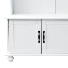 Bellemave® Modern Style Hall Tree with Storage Cabinet and 2 Large Drawers, Wide Mudroom Bench with 5 Coat Hooks - Bellemave