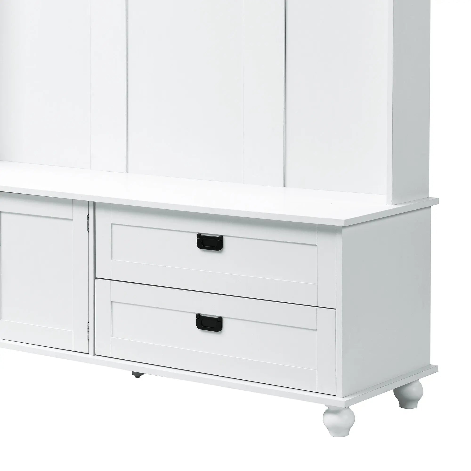 Bellemave® Modern Style Hall Tree with Storage Cabinet and 2 Large Drawers, Wide Mudroom Bench with 5 Coat Hooks - Bellemave