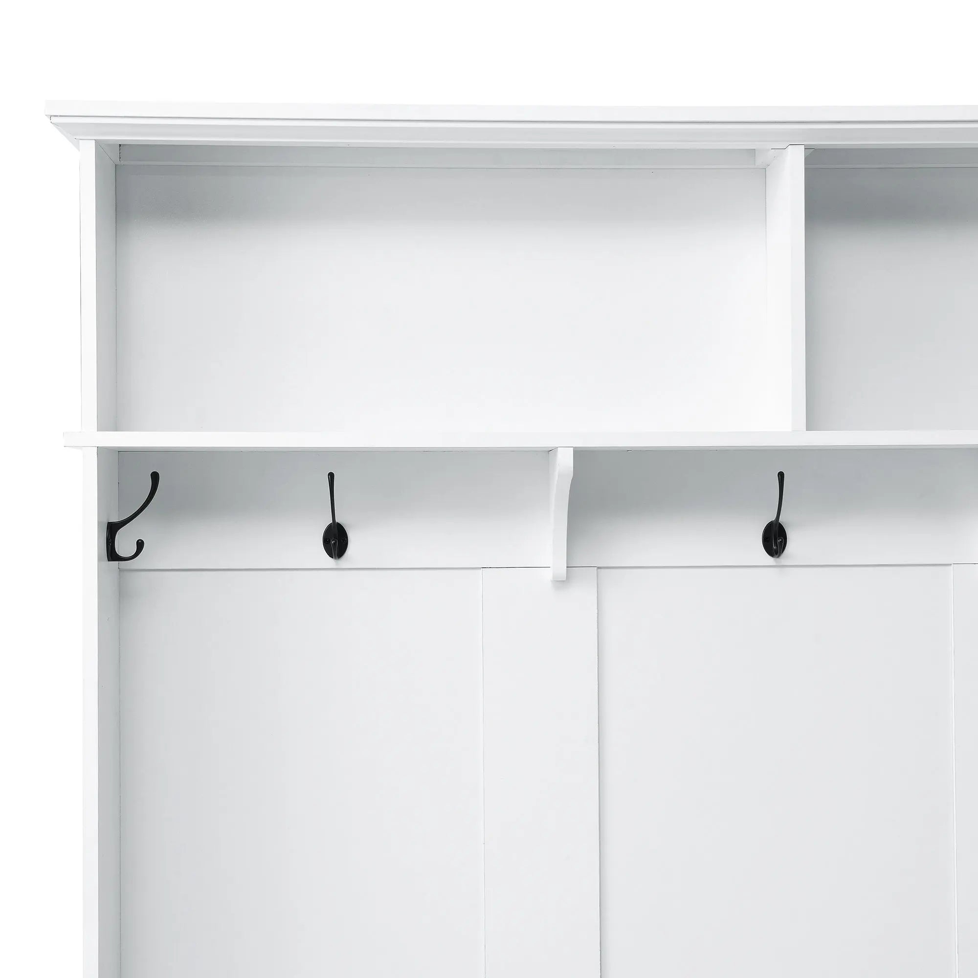 Bellemave® Modern Style Hall Tree with Storage Cabinet and 2 Large Drawers, Wide Mudroom Bench with 5 Coat Hooks - Bellemave