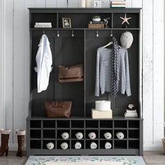 Bellemave® Modern Style Multiple Functions Hallway Coat Rack with Metal Black Hooks - Bellemave