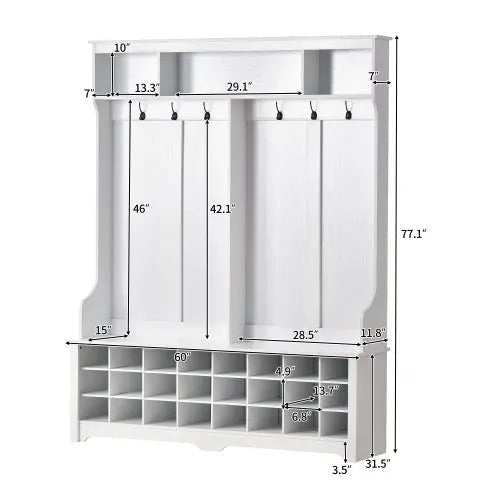 Bellemave® Modern Style Multiple Functions Hallway Coat Rack with Metal Black Hooks - Bellemave