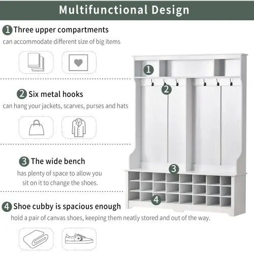 Bellemave® Modern Style Multiple Functions Hallway Coat Rack with Metal Black Hooks - Bellemave