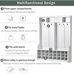 Bellemave® Modern Style Multiple Functions Hallway Coat Rack with Metal Black Hooks - Bellemave