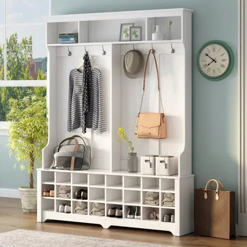 Bellemave® Modern Style Multiple Functions Hallway Coat Rack with Metal Black Hooks - Bellemave