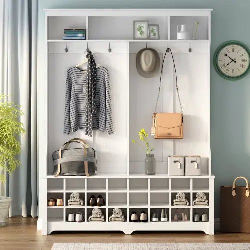 Bellemave® Modern Style Multiple Functions Hallway Coat Rack with Metal Black Hooks - Bellemave