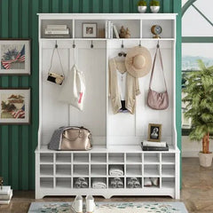 Bellemave® Modern Style Multiple Functions Hallway Coat Rack with Metal Black Hooks - Bellemave