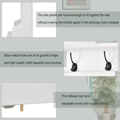 Bellemave® Modern Style Multiple Functions Hallway Coat Rack with Metal Black Hooks - Bellemave